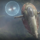 Boba Fett's starship, known as Slave 1, using a seismic charge in Chapter 15 of The Mandalorian, "The Believer".